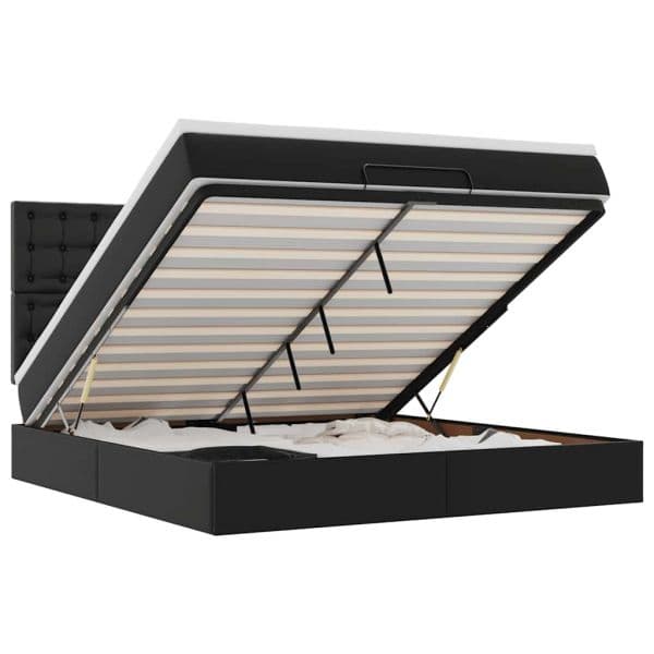 vidaXL Estrutura de Cama Otomana com Colchão 180x200 cm Preta - 173995550