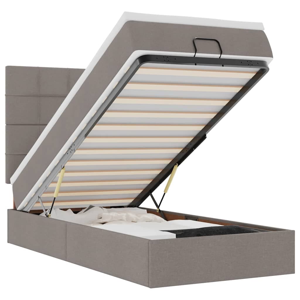 vidaXL Estrutura de cama otomana com colchão tecido cinzento 90x190cm