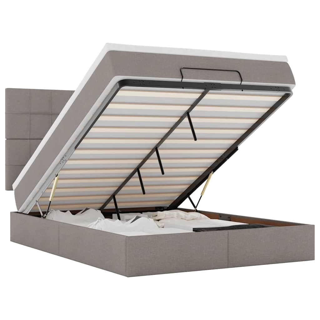 vidaXL Estrutura de cama otomana com colchão tecido cinzento 140x190cm