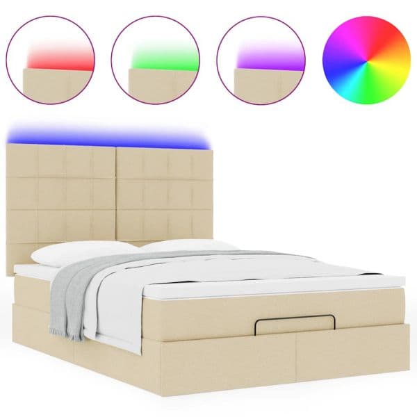 vidaXL Estrutura de Cama Otomana com Creme de Colchão 140x190cm Tecido - 1764414177