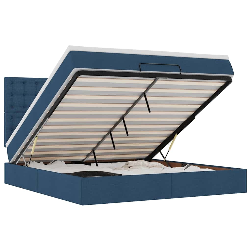 vidaXL Estrutura de cama otomana com colchão 160x200 cm tecido azul