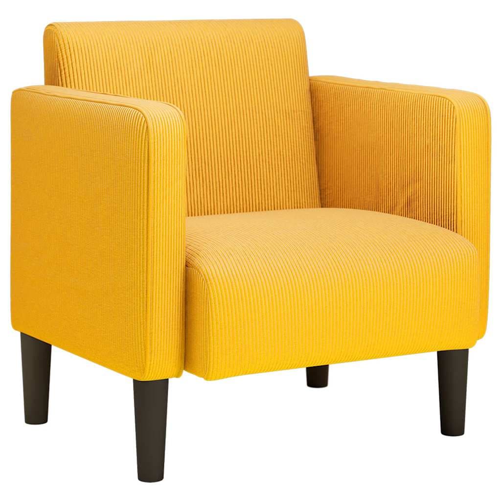 vidaXL Poltrona com apoio de braços 54cm tecido corduroy amarelo-claro