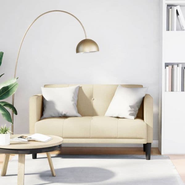 Sofá vidaXL 111 cm Tecido Creme - 2103962195