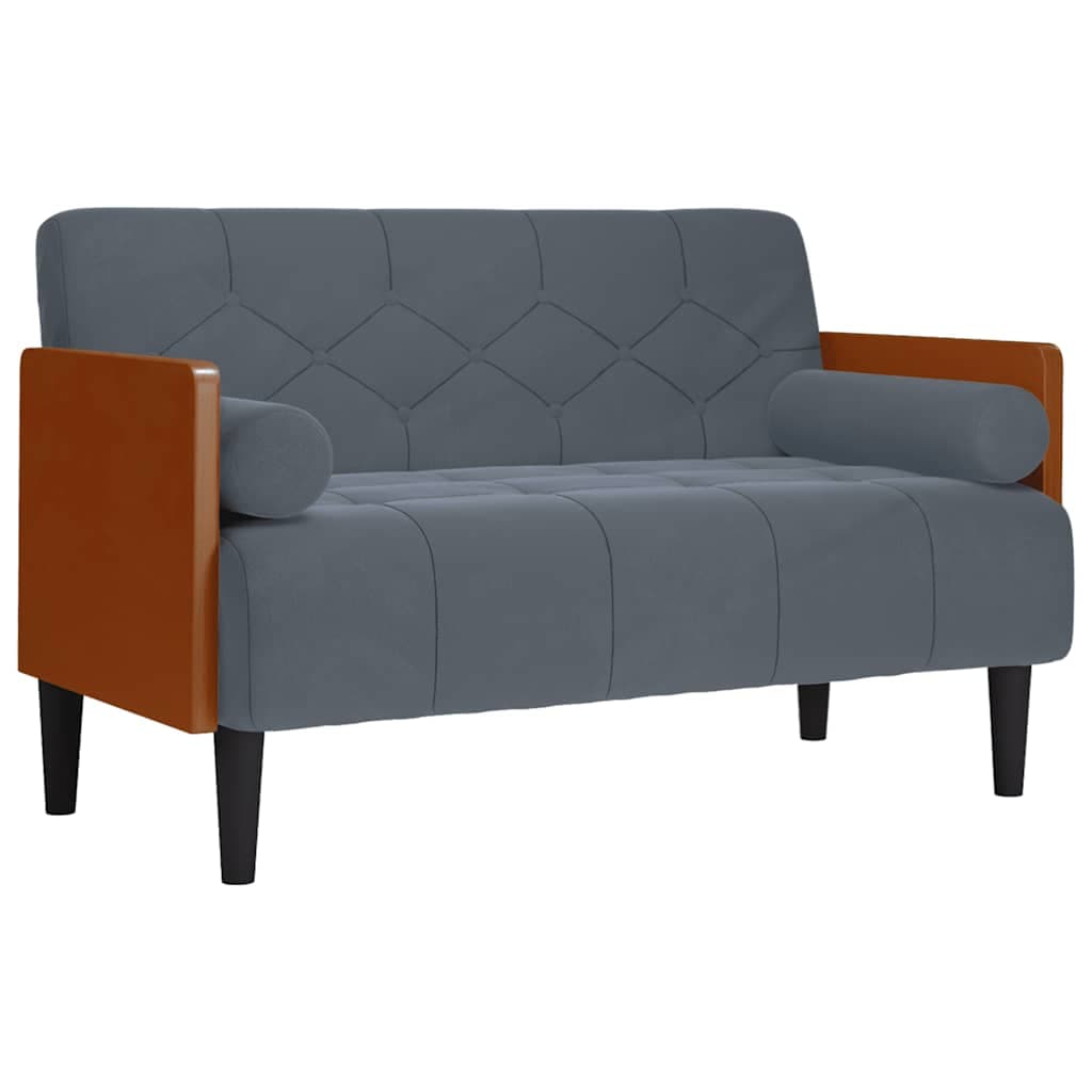 Sofá vidaXL com Rolos 110 cm Veludo Cinzento-escuro - 3072288303