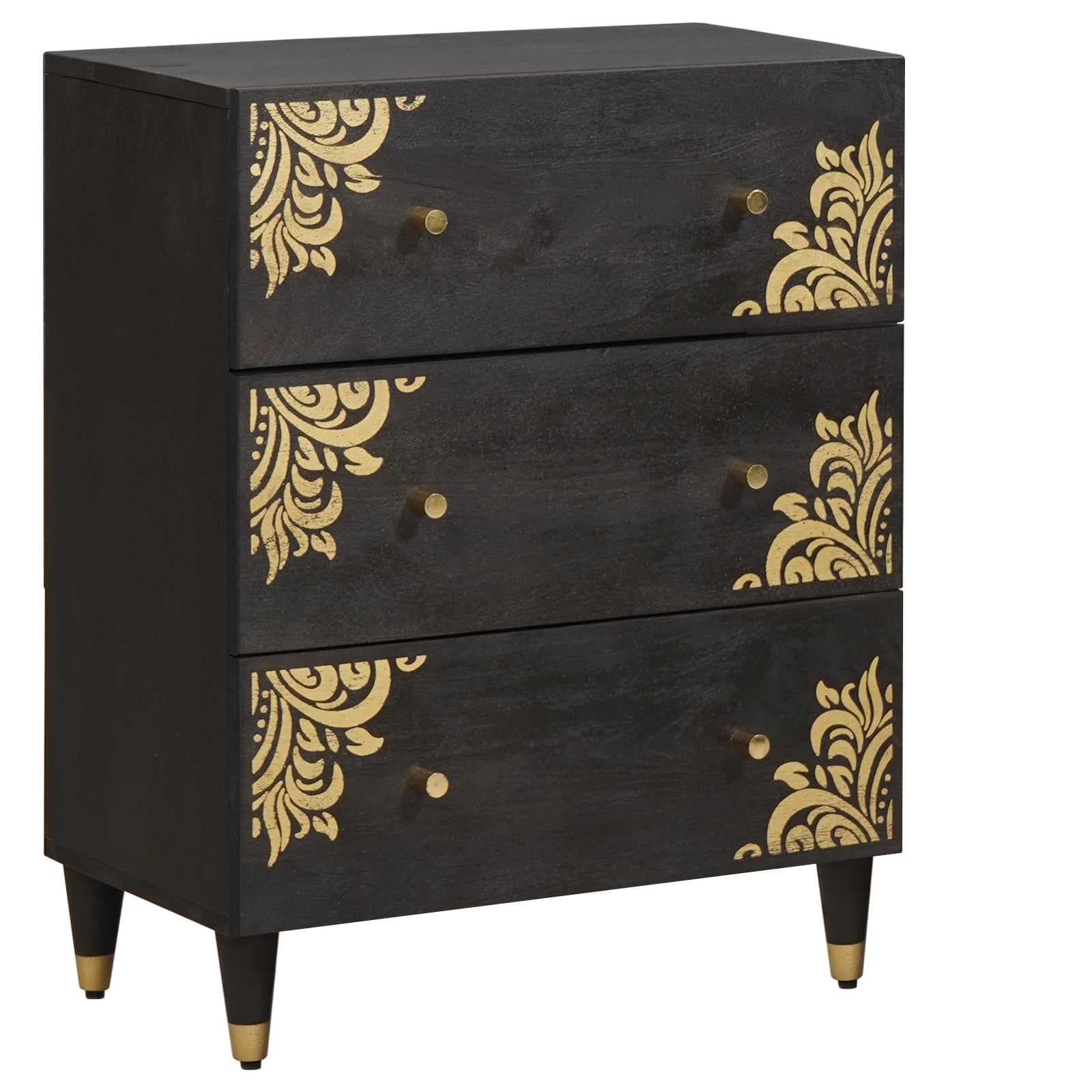 vidaXL Buffet Preto 60 x 33 x 75 cm Madeira de manga maciça