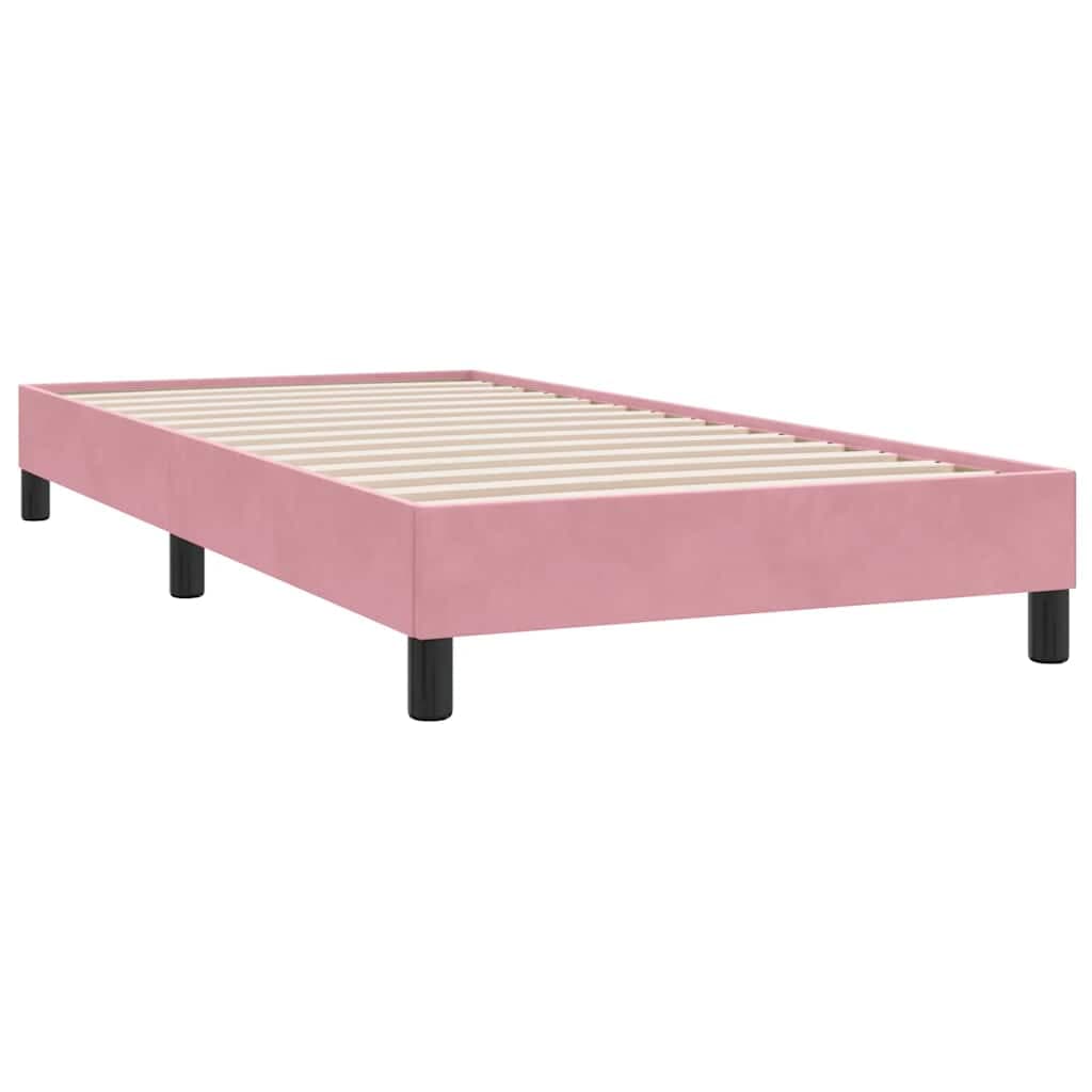 vidaXL Estrutura de Cama com Colchão 100x210 cm Veludo Rosa - 2379345851