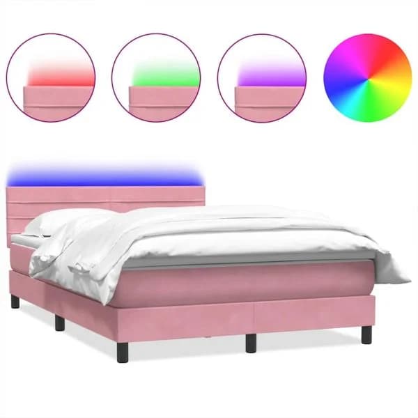 vidaXL Cama com Molas/colchão 160x220 cm Veludo Rosa - 3070886859