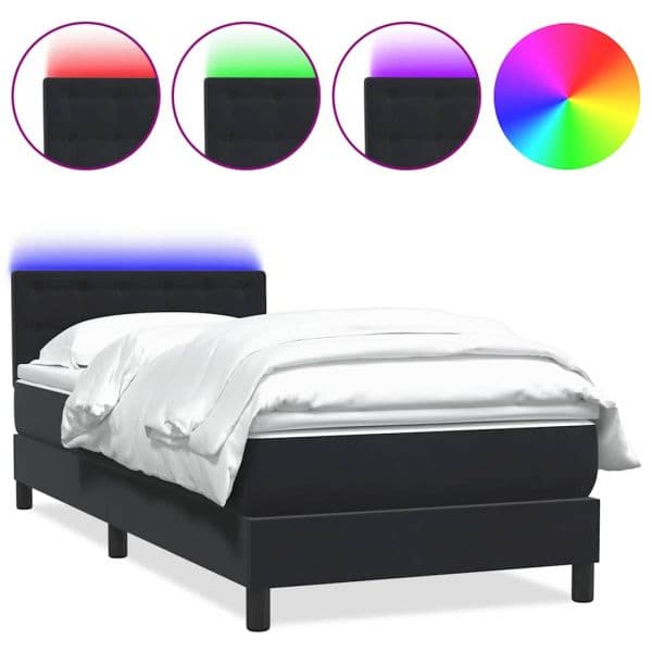 vidaXL Cama Box Spring com Colchão 90x210 cm Veludo Preto - 1802525939
