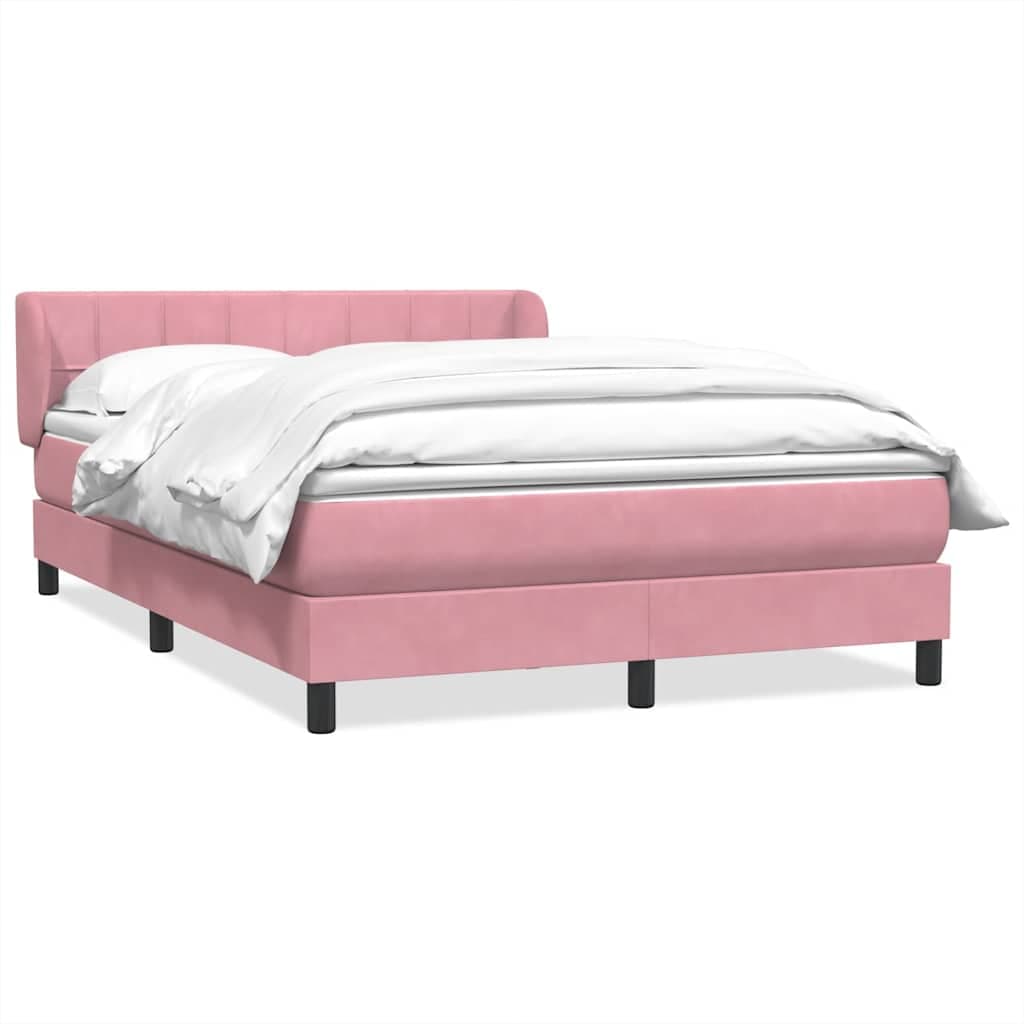 vidaXL Cama Box Spring com Colchão 160x210 cm Veludo Rosa - 1607442444