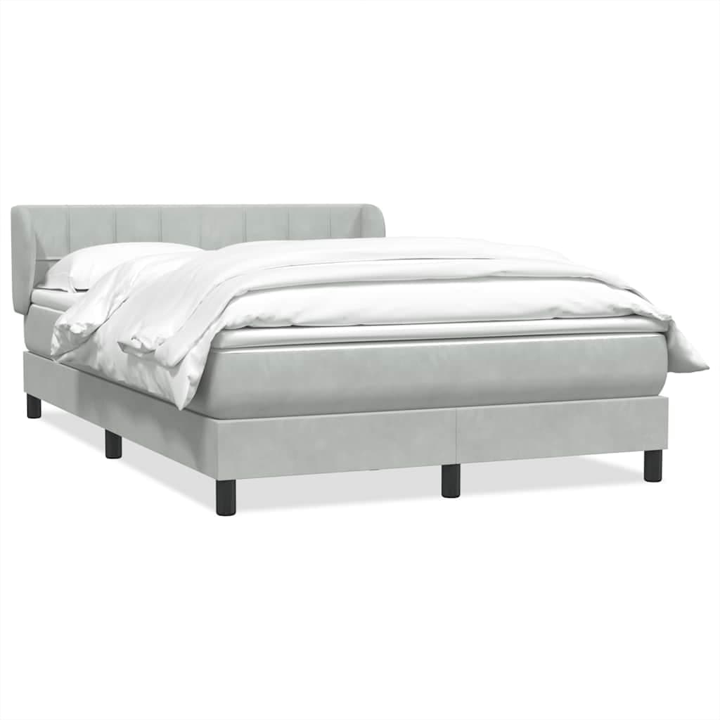 vidaXL Cama com molas/colchão 160x220 cm veludo cinzento-claro