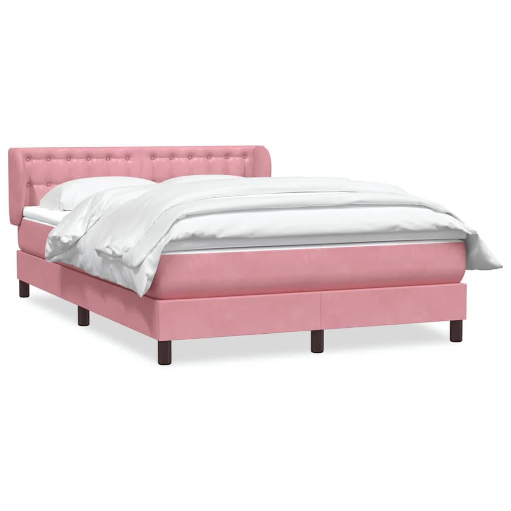 vidaXL Cama com molas/colchão 140x220 cm veludo rosa