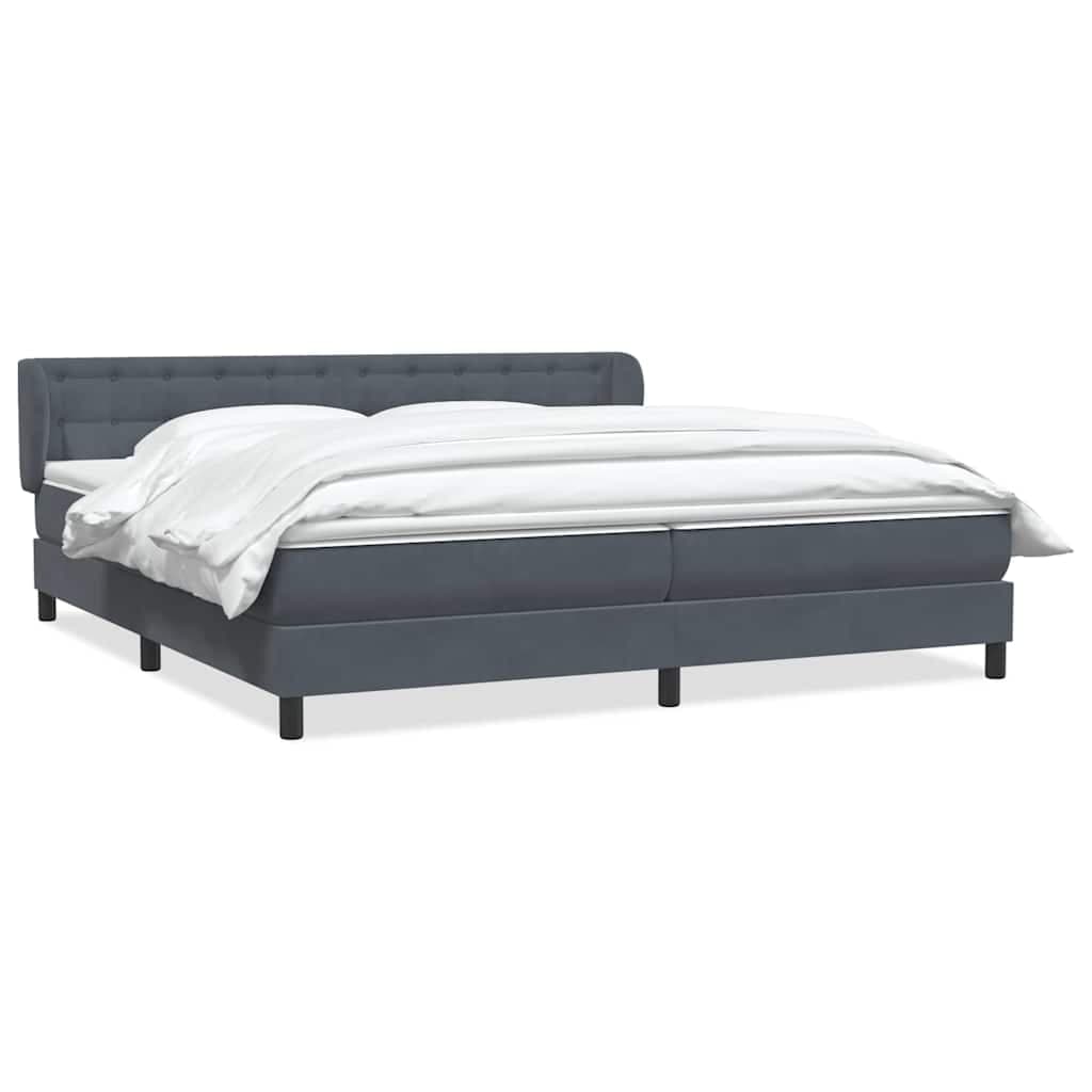 vidaXL Cama com molas/colchões 180x220 cm veludo cinzento-escuro