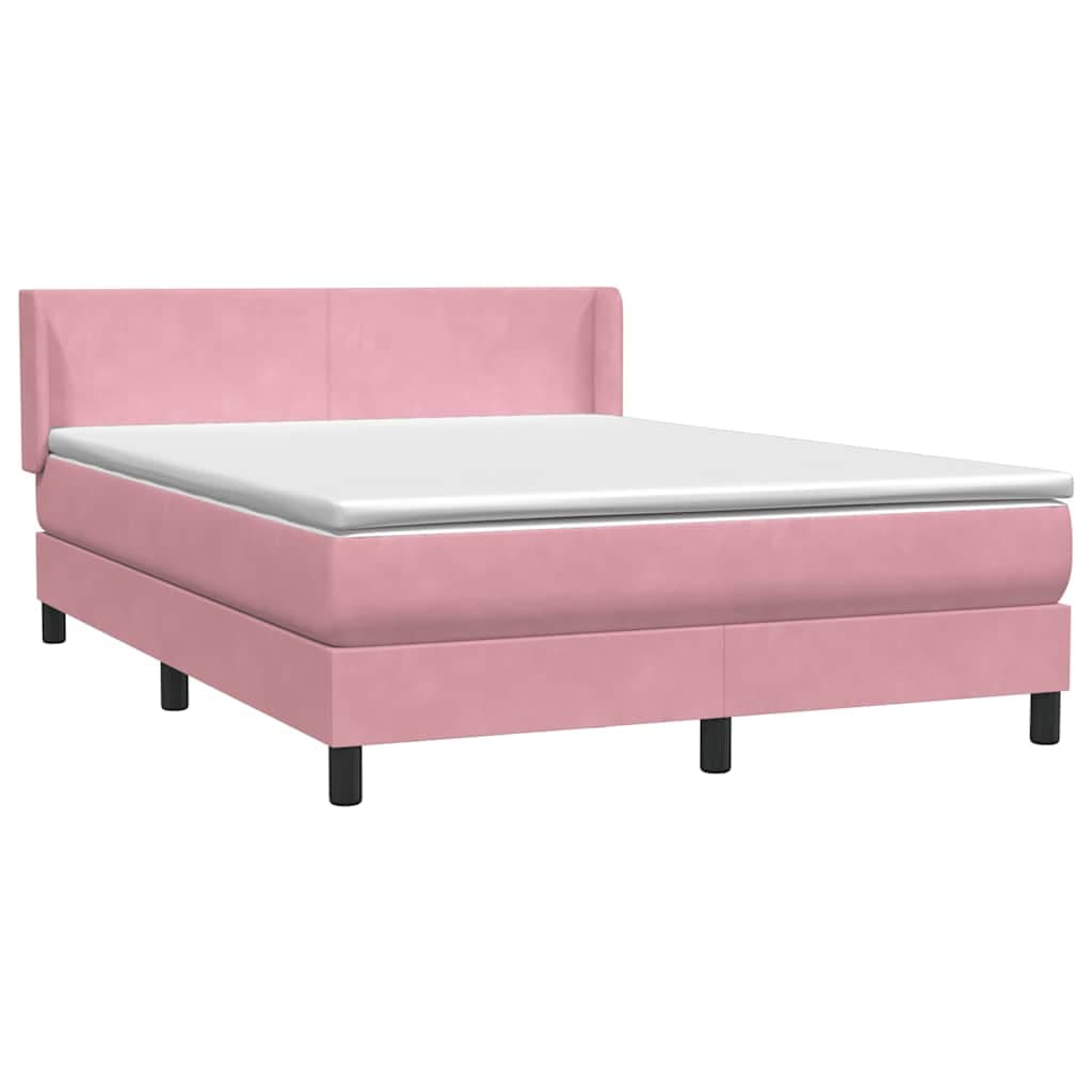 vidaXL Cama com Molas/colchão 140x220 cm Veludo Rosa - 2874635771
