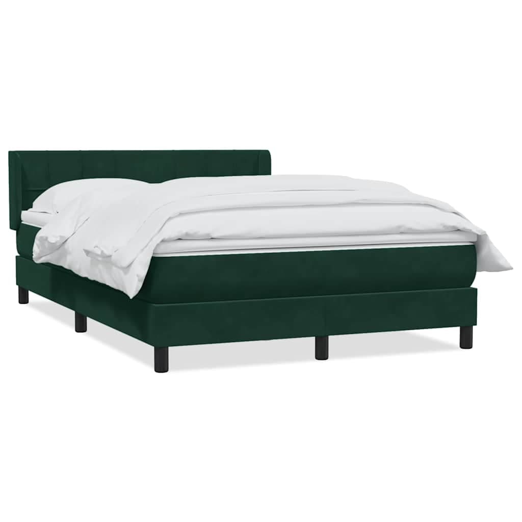 vidaXL Cama box spring com colchão 160x210 cm veludo verde escuro
