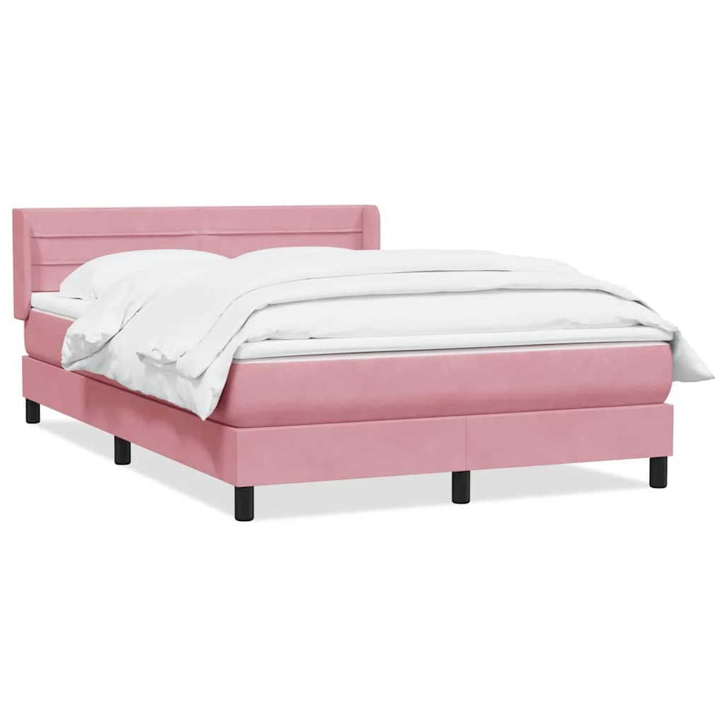 vidaXL Cama Box Spring com Colchão 160x210 cm Veludo Rosa - 3351286832
