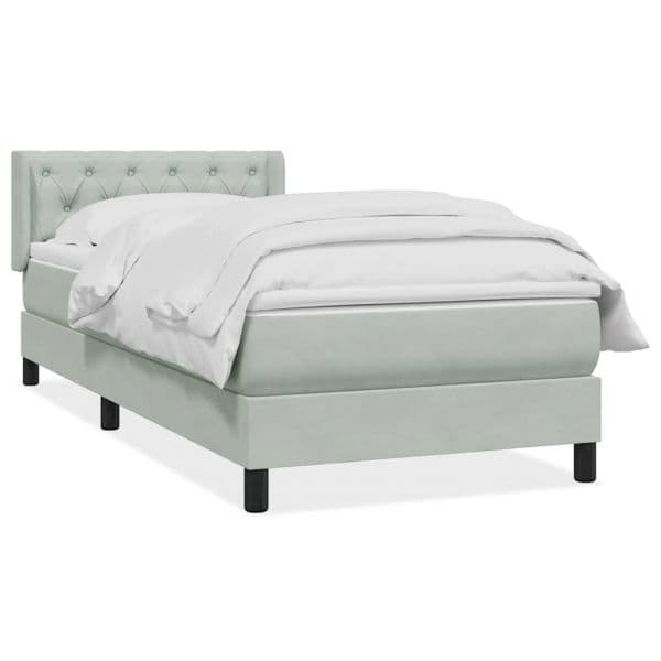 vidaXL Cama com Molas/colchão Cinzento-claro 80x210 cm Veludo - 996633273