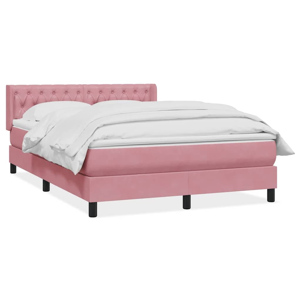 vidaXL Cama com Molas/colchão 140x220 cm Veludo Rosa - 859143414