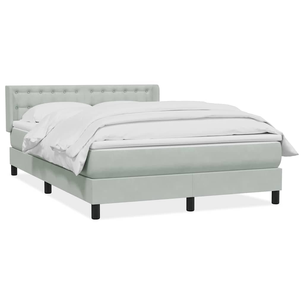 vidaXL Cama com molas/colchão 160x220 cm veludo cinzento-claro