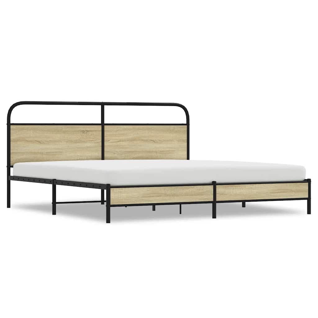 vidaXL Estrutura de cama sem colchão 180x200cm metal carvalho sonoma