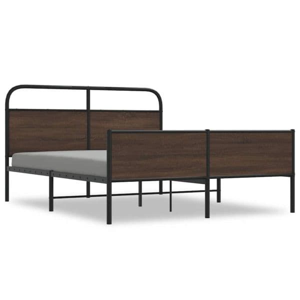 vidaXL Estrutura Cama sem Colchão 150x200cm Metal Carvalho Castanho - 649296860