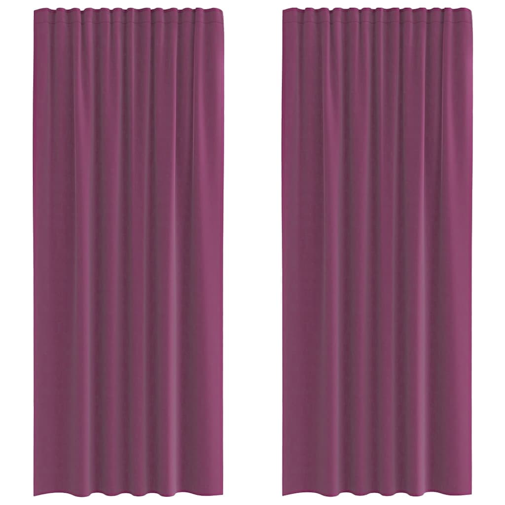 vidaXL Cortinas de voile com bolsos para varão 2 pcs roxo