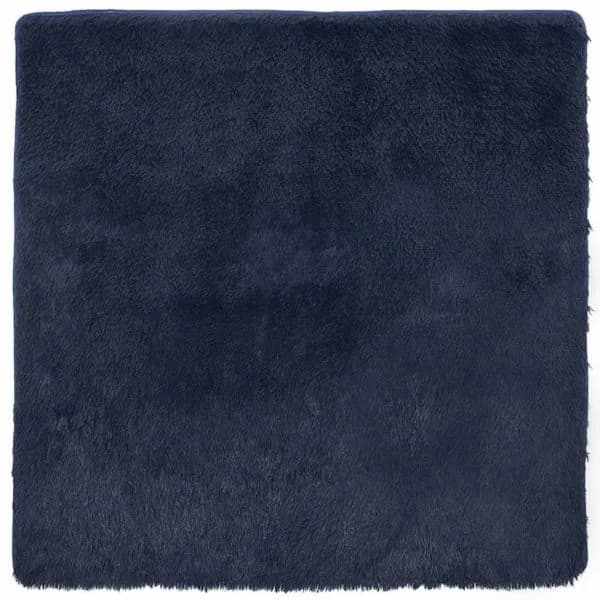 Tapete vidaXL Shaggy de Pelo Alto Navarra 160x160 cm Azul-marinho - 3333259466