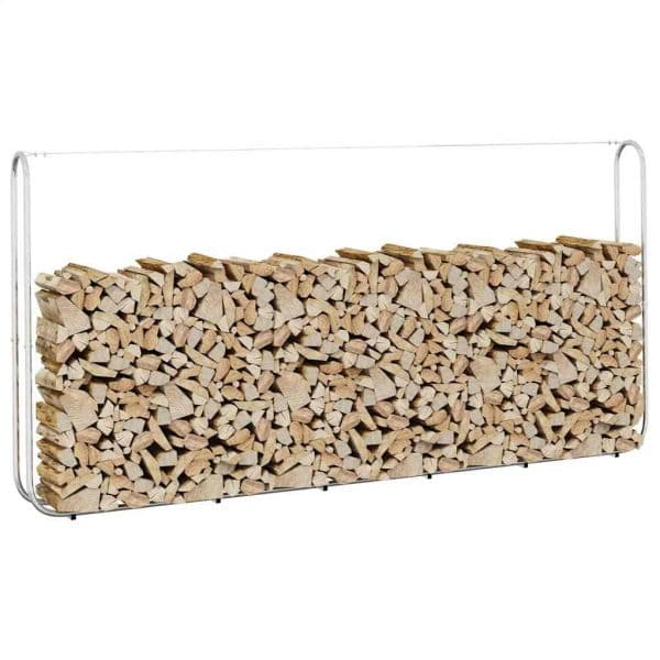 vidaXL Suporte para Lenha 300x25x150 cm Aço Galvanizado - 3333945495