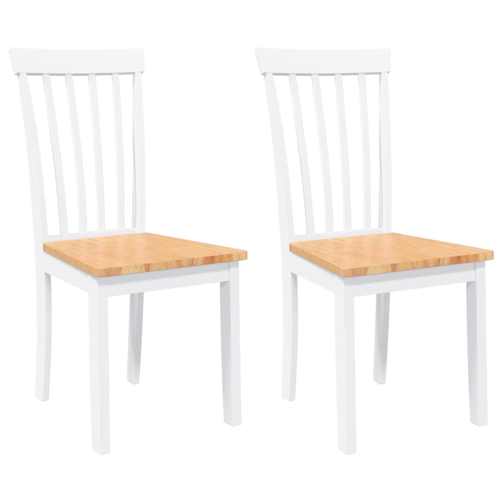 vidaXL Cadeiras de jantar 2 pcs madeira de seringueira maciça branco