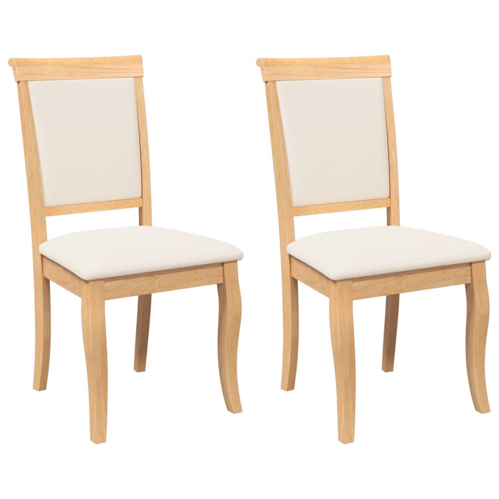 vidaXL Cadeiras de Jantar com Almofadões 2 Peças Madeira Maciça Natural - 916330972