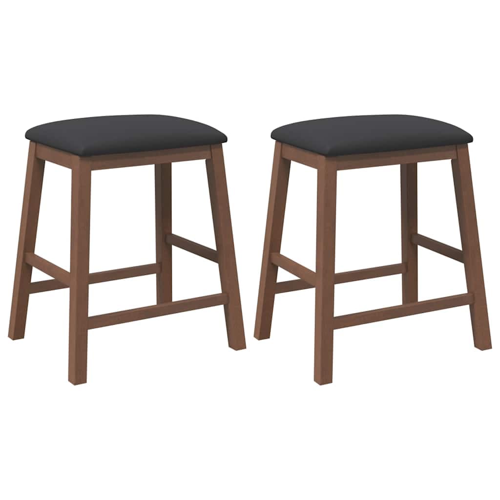 vidaXL cadeiras de bar c/ almofadões 2pcs madeira seringueira maciça