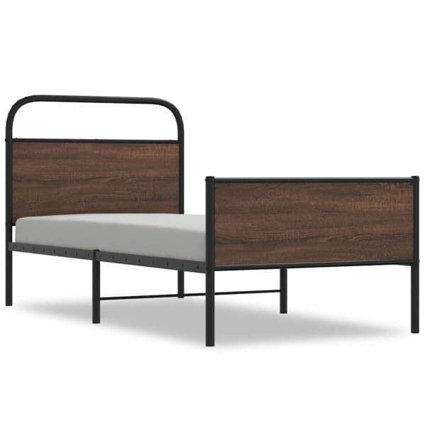 vidaXL Estrutura Cama sem Colchão Derivados Madeira Carvalho Castanho - 4215119019