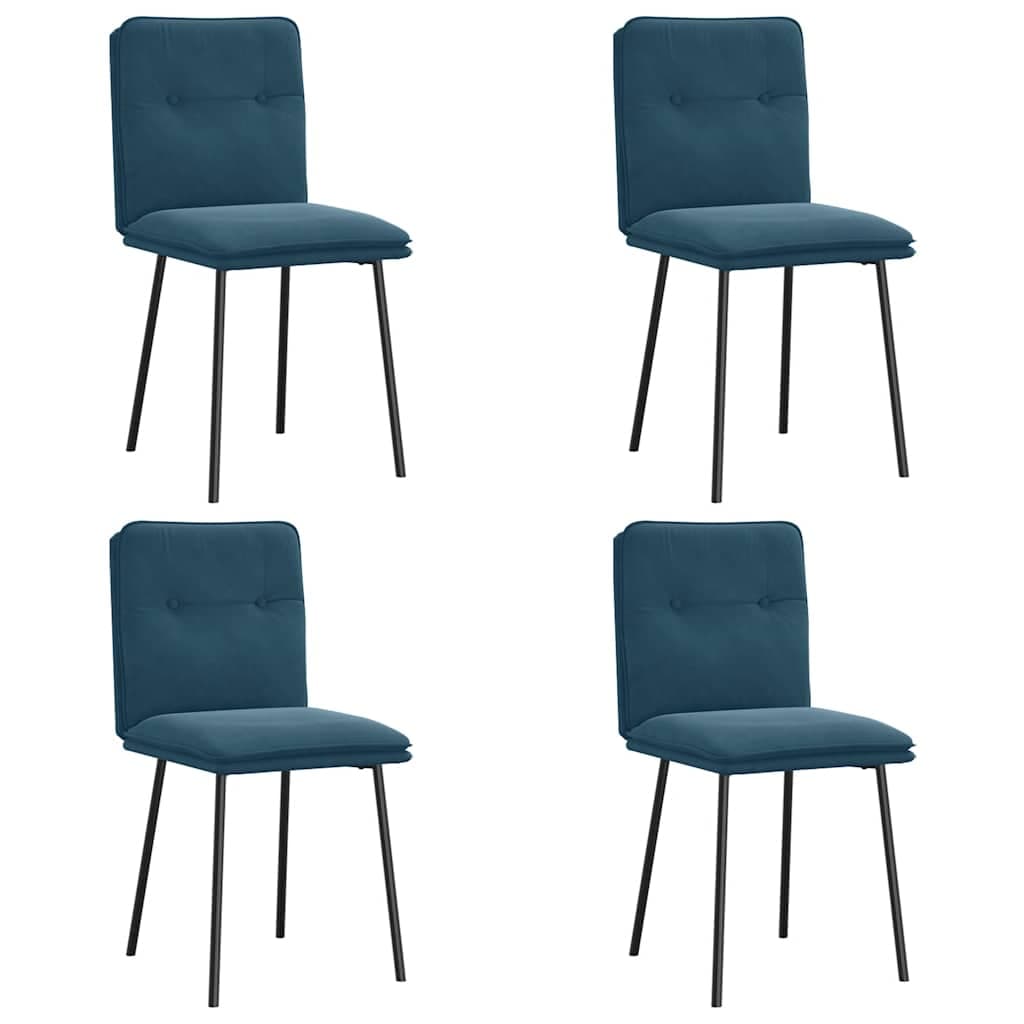 vidaXL Cadeiras de Jantar 4 Peças Veludo Azul - 3095600271