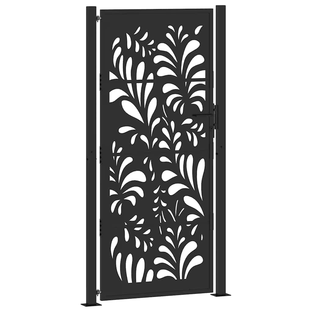 vidaXL Portão de Jardim 105x205 cm Preto Projeto de Onda de Aço - 2214954819