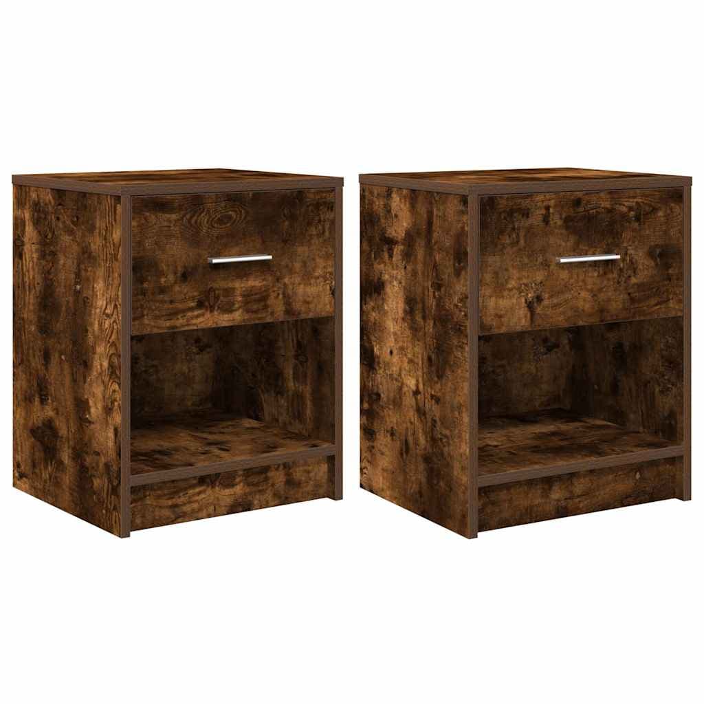 vidaXL Mesas de cabeceira 2 pcs com gaveta 40x34x50 cm carvalho fumado