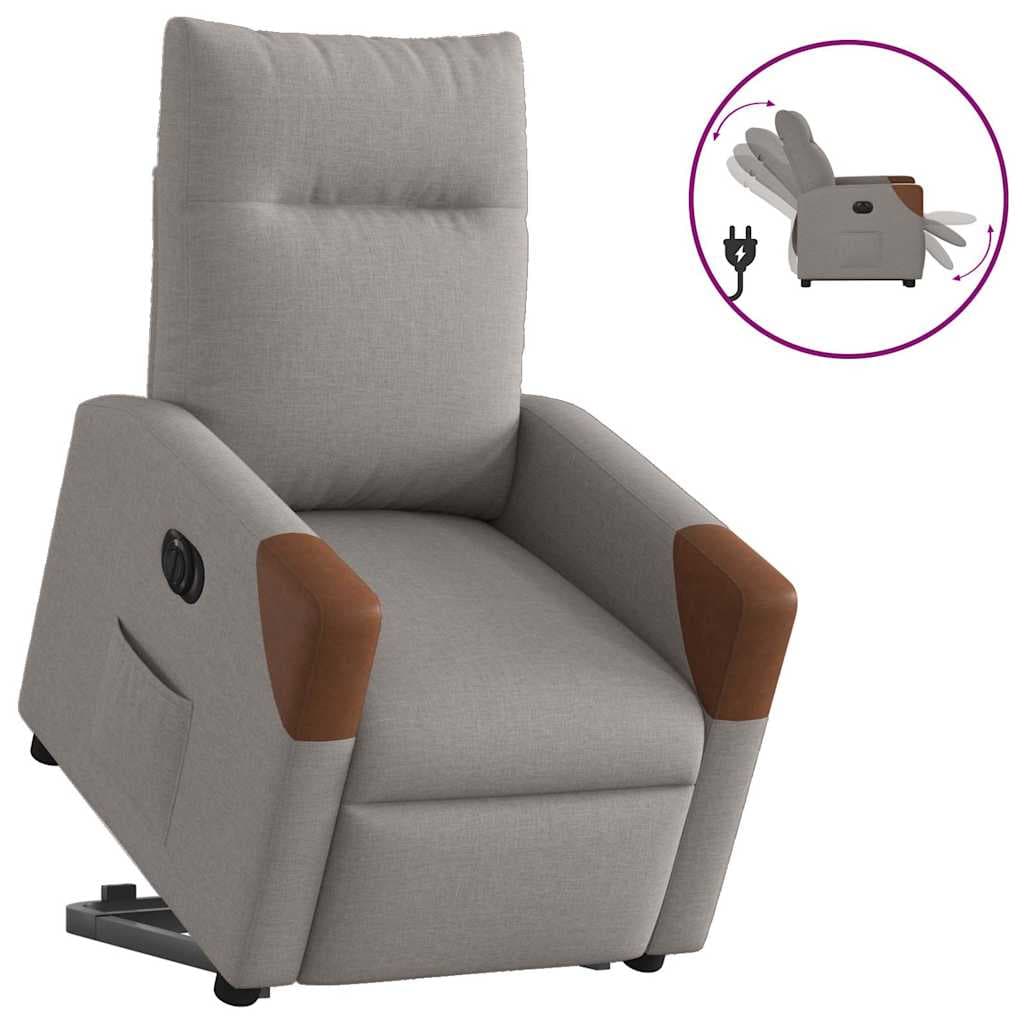 vidaXL Poltrona Reclinável Elevatória Elétrica Cinza-acastanhado - 2349061922