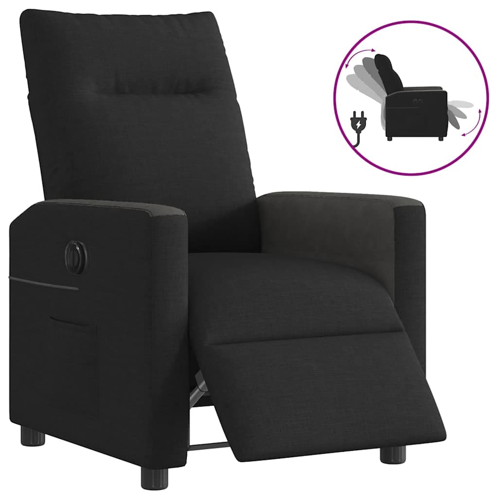 vidaXL Poltrona Elétrica Reclinável Tecido Preto - 1144907015
