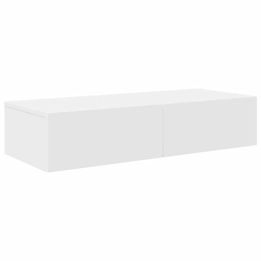 vidaXL Prateleira parede c/ gavetas 80x33x17 cm deriv. madeira branco