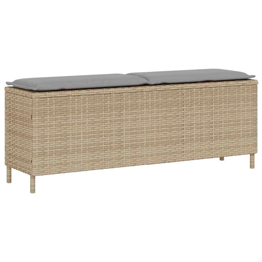 vidaXL Banco de jardim com almofadão 110x30x40,5 cm vime PE bege
