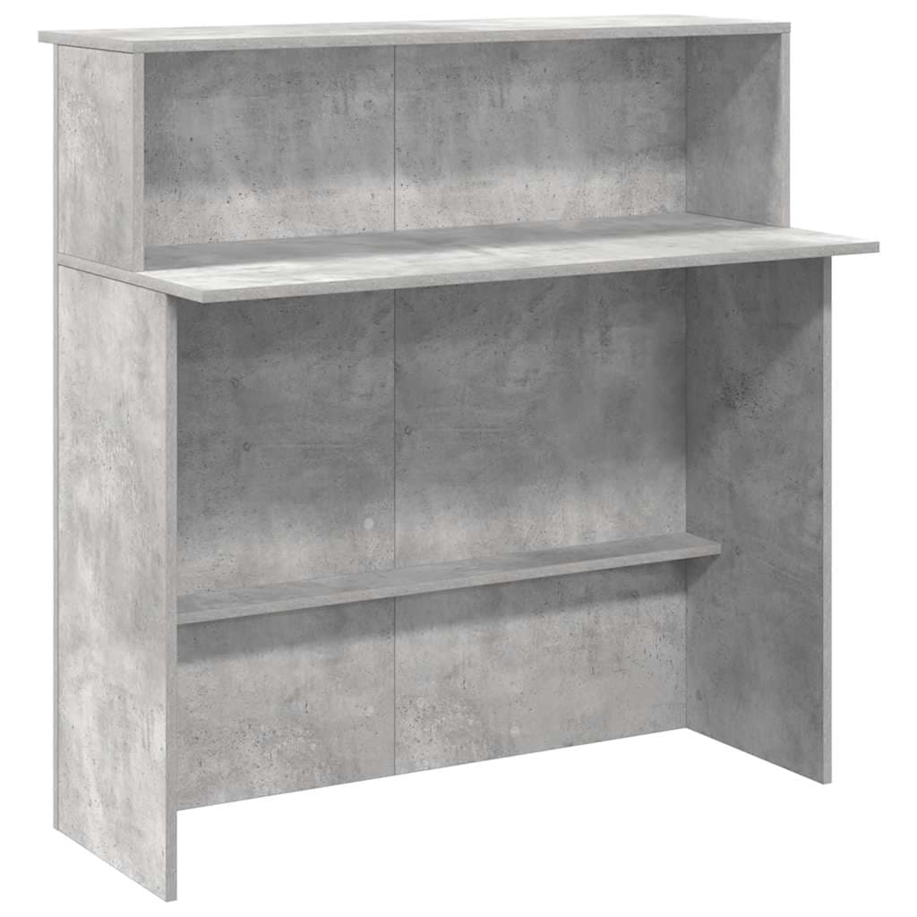 vidaXL Balcão de recepção 100x50x103,5 cm deriv. madeira cinza cimento