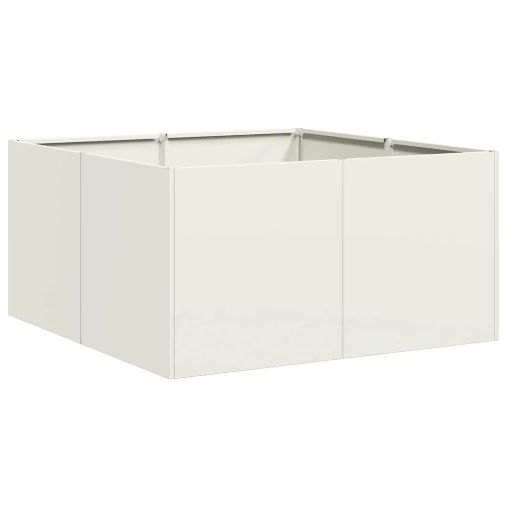 vidaXL Vaso/floreira 80x80x40 cm aço laminado a frio branco