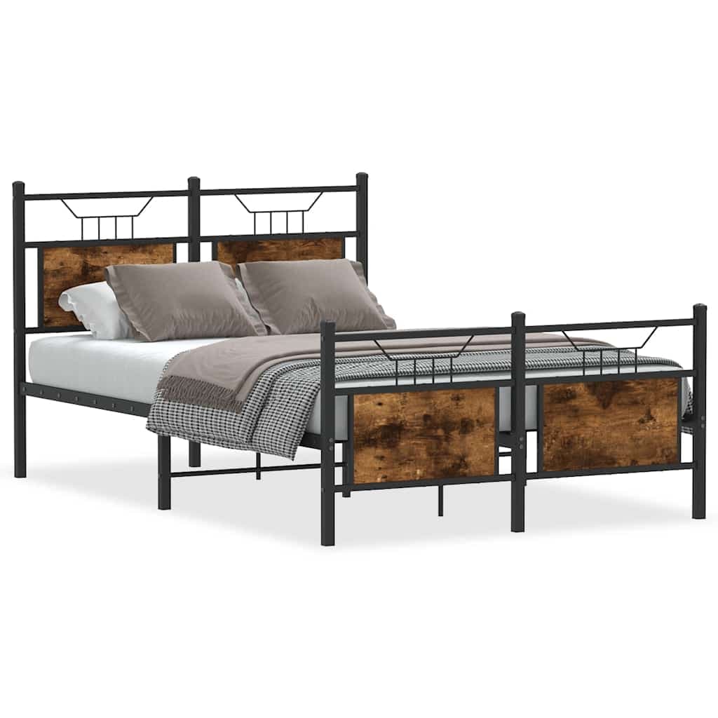 vidaXL Estrutura de cama s/ colchão derivados madeira carvalho fumado
