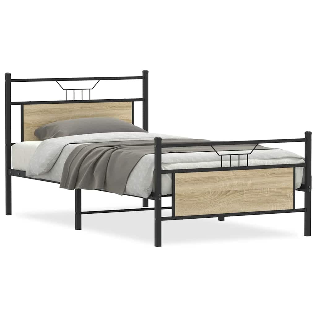 vidaXL Estrutura cama s/ colchão derivados de madeira carvalho sonoma