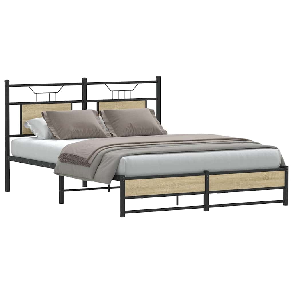 vidaXL Estrutura Cama sem Colchão Derivados de Madeira Carvalho Sonoma - 3094735326