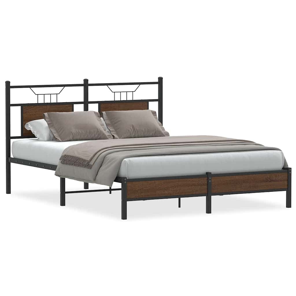 vidaXL Estrutura cama s/ colchão derivados madeira carvalho castanho
