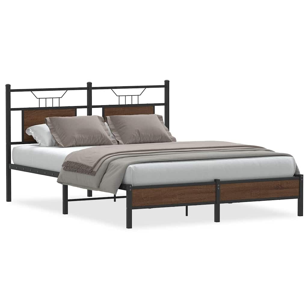vidaXL Estrutura cama s/ colchão derivados madeira carvalho castanho