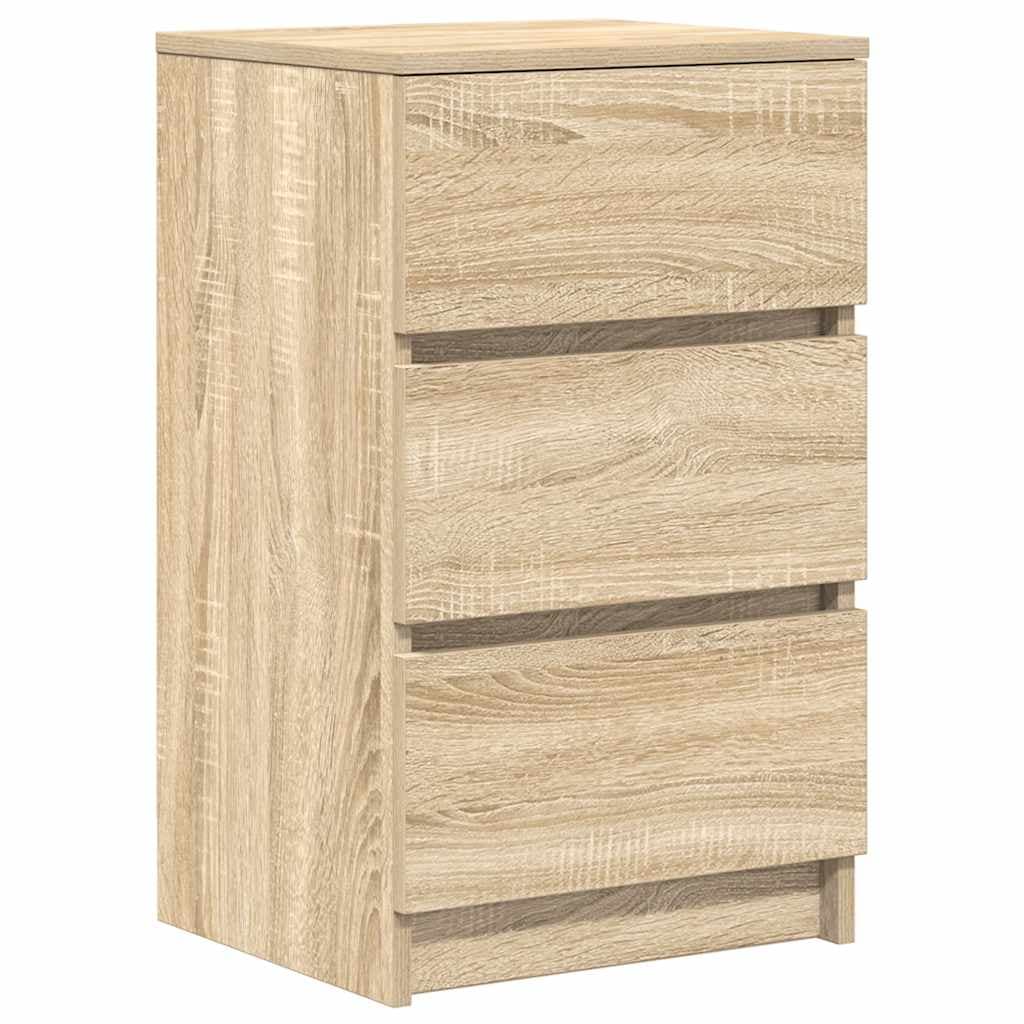 vidaXL Mesa de cabeceira com 3 gavetas 39x35x65 cm carvalho sonoma