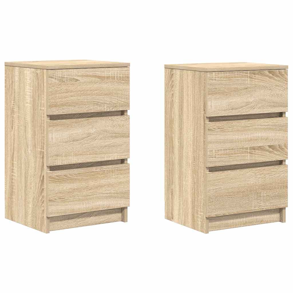 vidaXL Mesas de cabeceira 3 gavetas 2 pcs 39x35x65cm carvalho sonoma