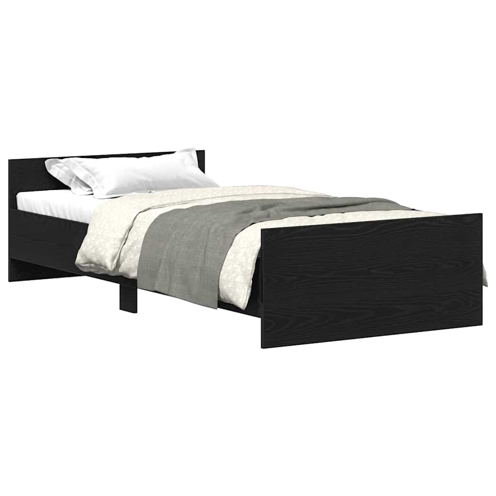 vidaXL Estrutura Cama sem Colchão Derivados Madeira Carvalho Preto - 1639119160