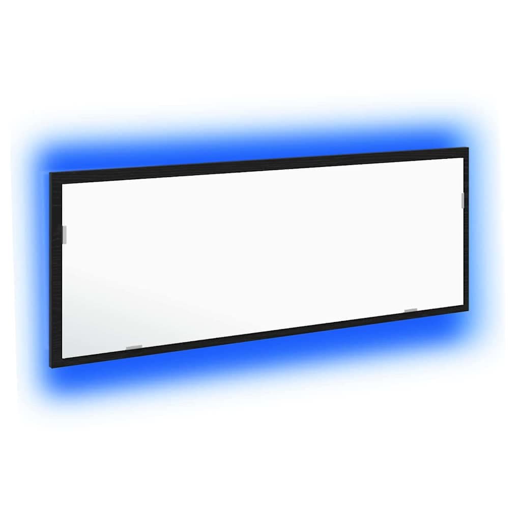 vidaXL Espelho de banheiro LED Carvalho Preto 100 x 8,5 x 37 cm Vidro