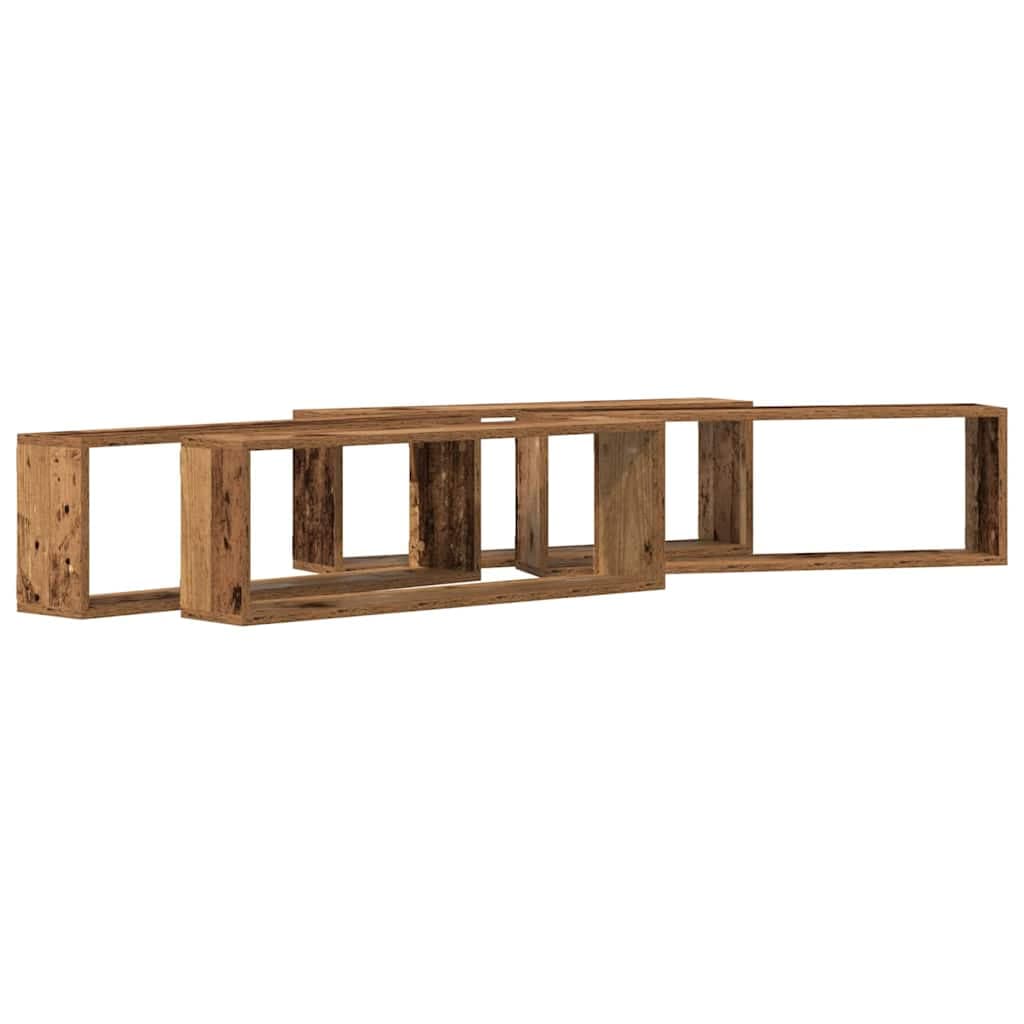 vidaXL Prateleiras de Parede 4 pcs Madeira antiga 80 x 15 x 26 cm